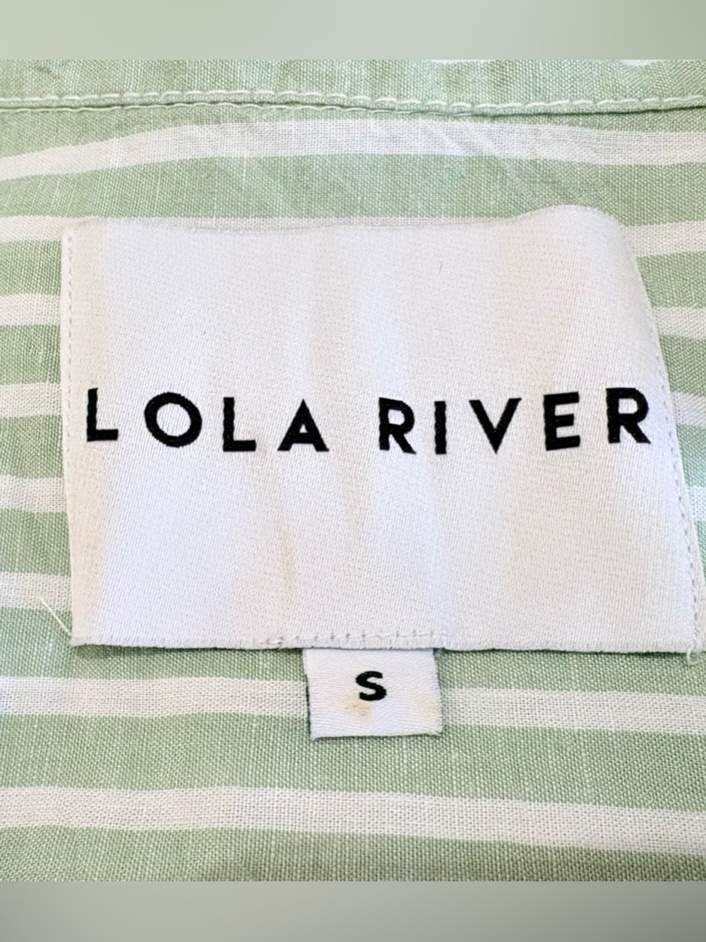 Anthropologie Green and White Striped Short-Sleeve Blouse - Picture 5 of 6